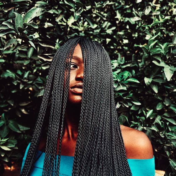 Finished knotless braids, full length